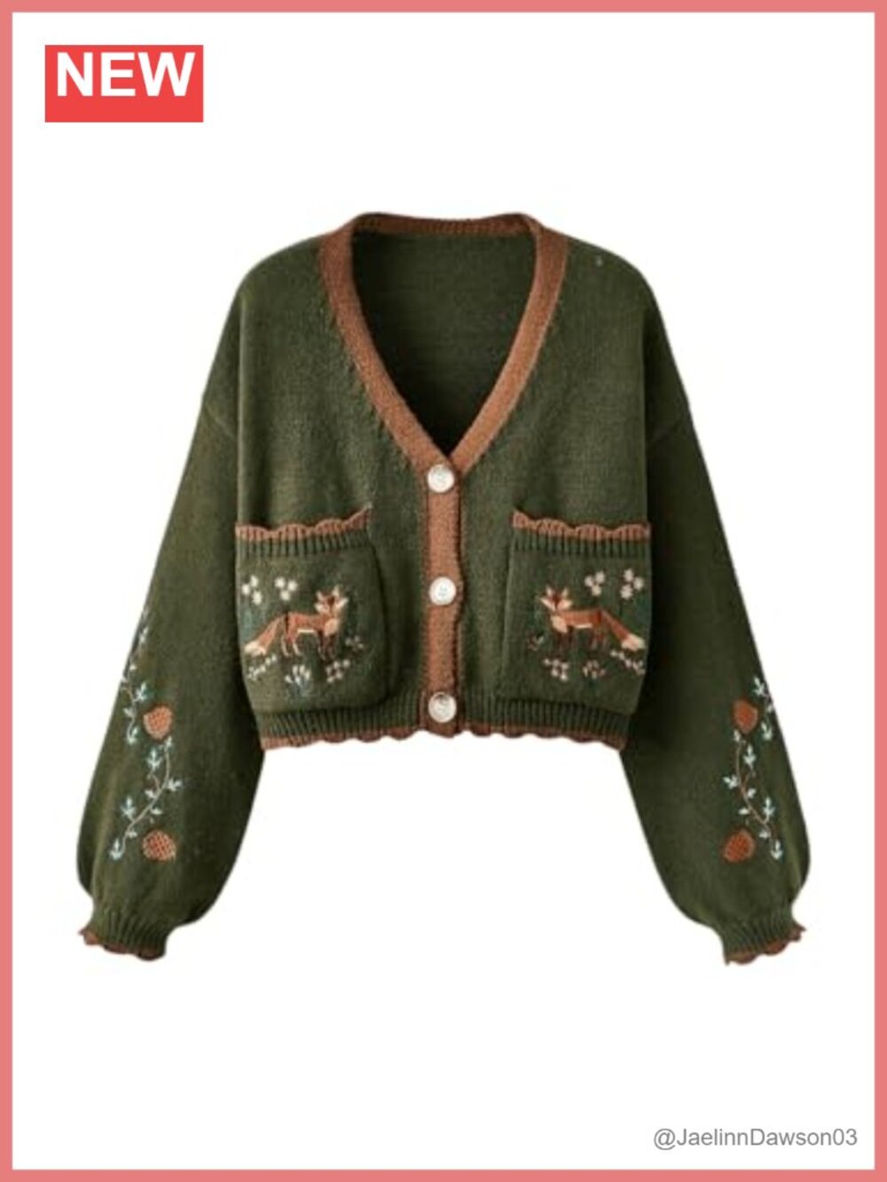 Women's Fall Cropped Cardigan Button Up Boho Sweater
